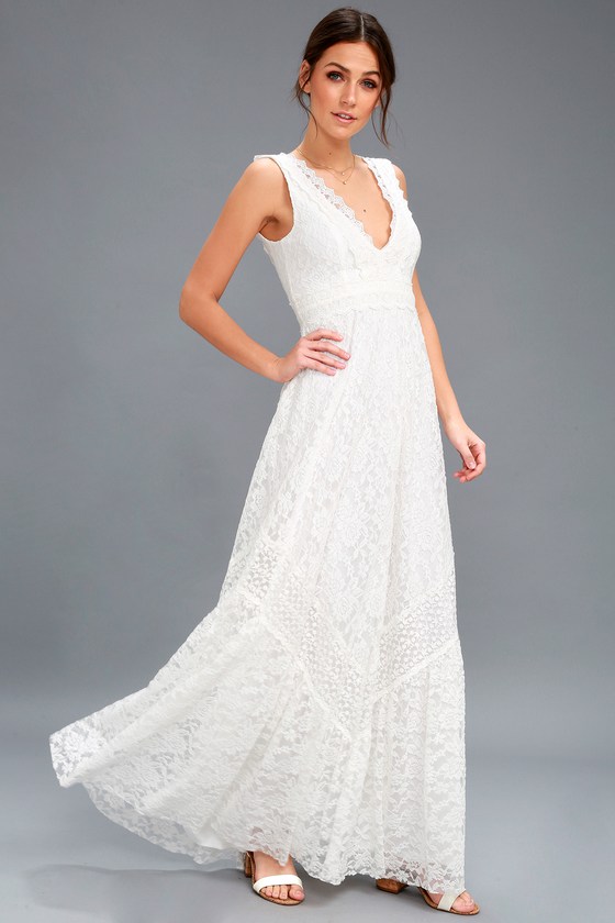 Boho Bridal Dress - White Lace Maxi Dress - Lace Dress