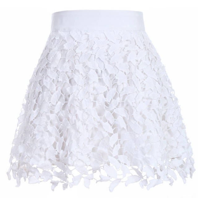 New Arrival Women's Fashion Summer Cute Solid White Lace Skirt