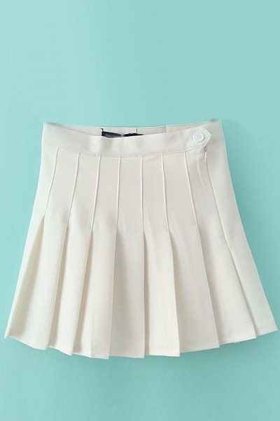 White Pleated Stylish Skater Skirt #012642 @ Skirts,Maxi Skirt