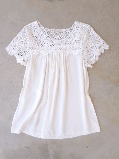 White Crochet Cotton Blouse u2026 | bluze | Pinteu2026