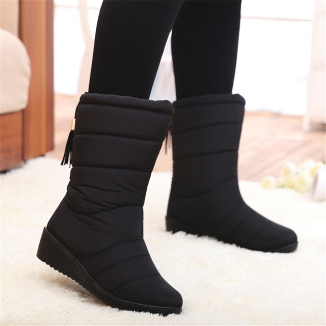Women Boots Female Down Winter Boots Fringe Warm Girls Ankle Snow