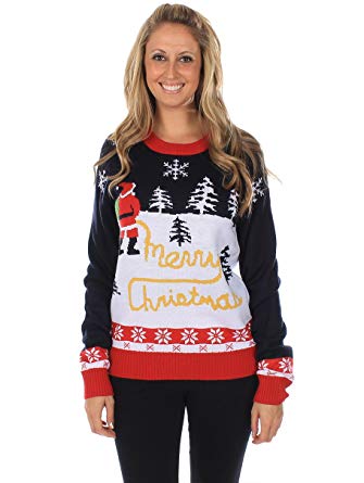 Amazon.com: Tipsy Elves Women's Ugly Christmas Sweater - Yellow Snow