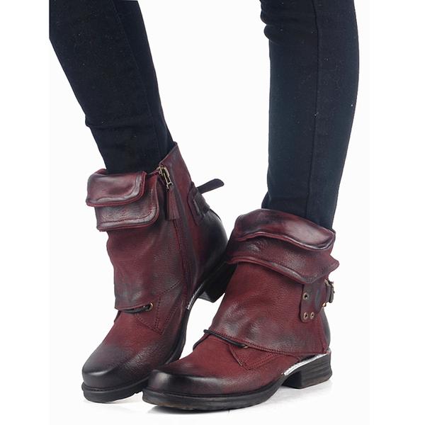 Women's Shoes - Women Vintage Buckle Rivets Ankle Motorcycle Boots