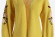 2019 Floral Embroidered Lantern Sleeve Cardigan In YELLOW ONE SIZE