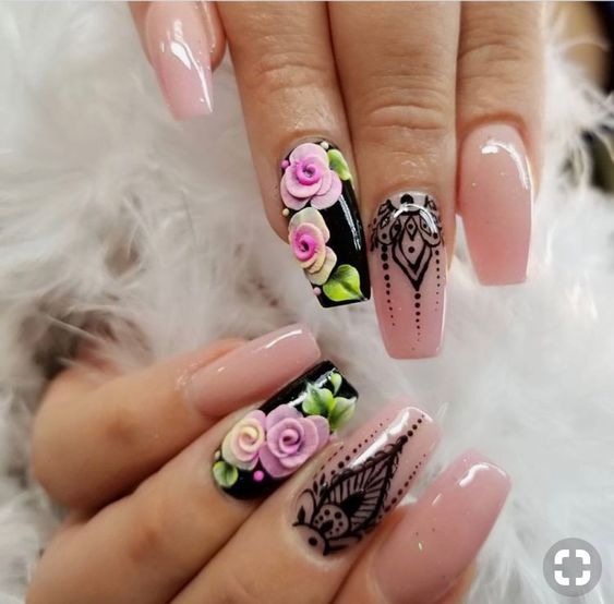 50 Insanely Beautiful Flower Nail Designs with Roses You Do Not .