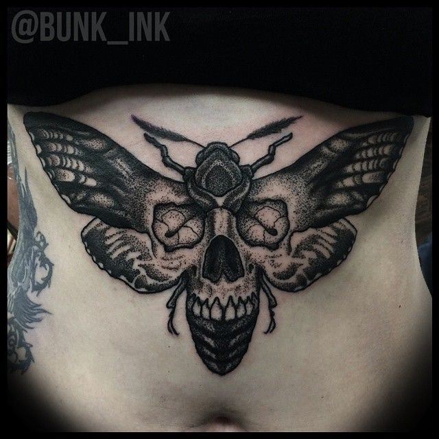 8 Bold Black Moth Tattoos | Moth tattoo, Black butterfly tattoo .