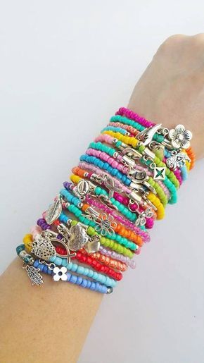Friendship bracelet, layered bracelets, stretch bracelets with .