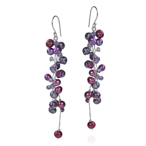 Shop Handmade Elegantly Classy Purple Pearls Amethyst Long Dangle .
