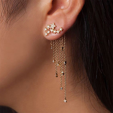 Women's Constellation Earrings with Dangle Chains - Go
