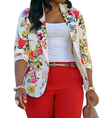 SYTX-women clothes SYTX Womens Casual Floral Print Suit Blazer .