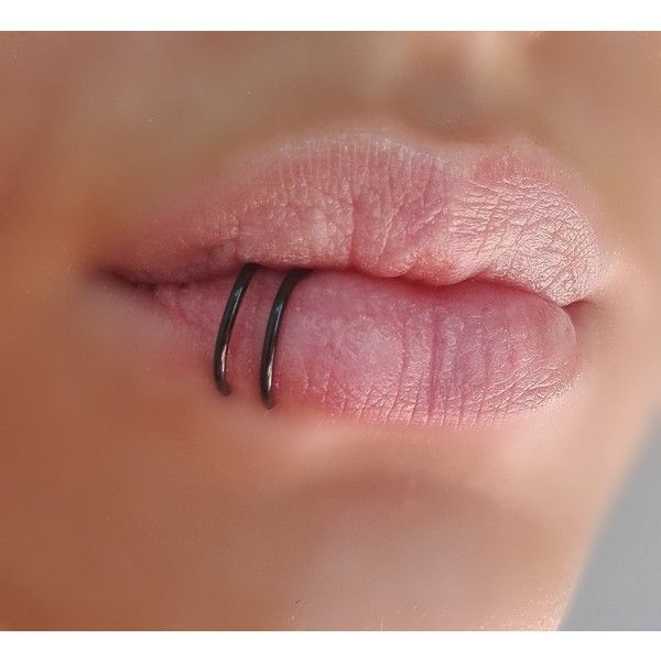 Double SILVER PLATED Gold or Silver Double Nose Ring/ Lip Ring .