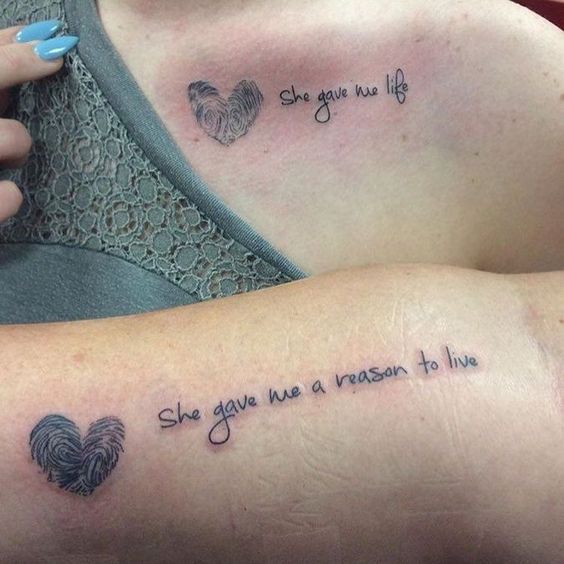 Cute Mother Daughter Affectionate Tattoos - Mother Daughter .