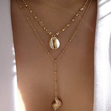 Amazon.com: Fdesigner Boho Cowrie Shell Lariat Necklace Gold .
