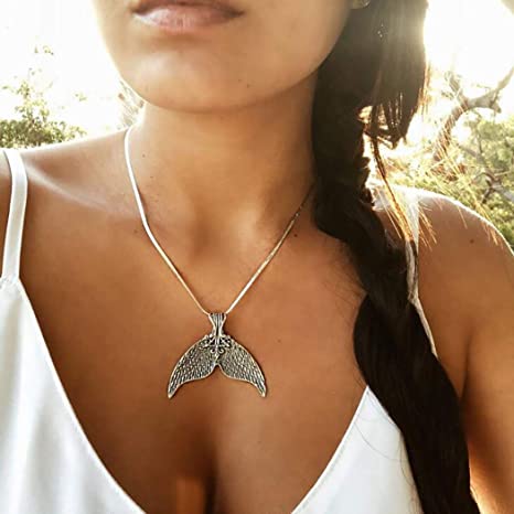 Amazon.com: Fdesigner Boho Mermaid Pendant Necklace Chain Silver .