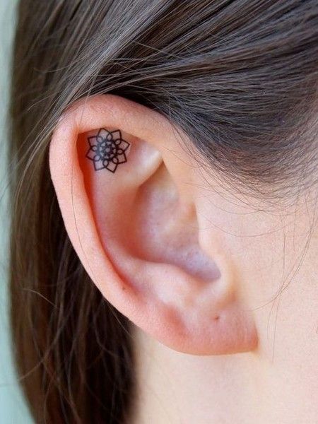 Bonus: Mini Mandala Ear Tattoo | Small neck tattoos, Ear tattoo .