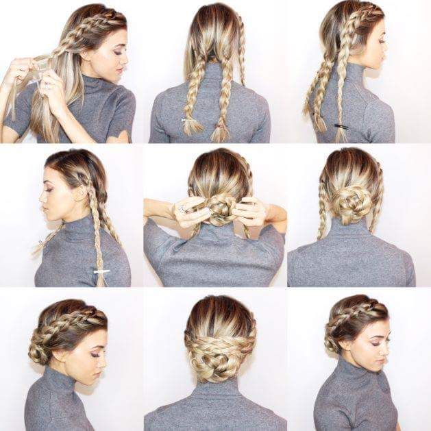 55 Easy Updos to Look Effortlessly Chic | Braided bun hairstyles .