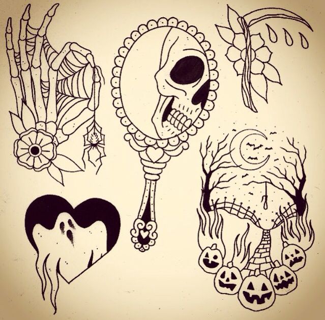 Tattoos I like the ghost in the heart one | Spooky tattoos .