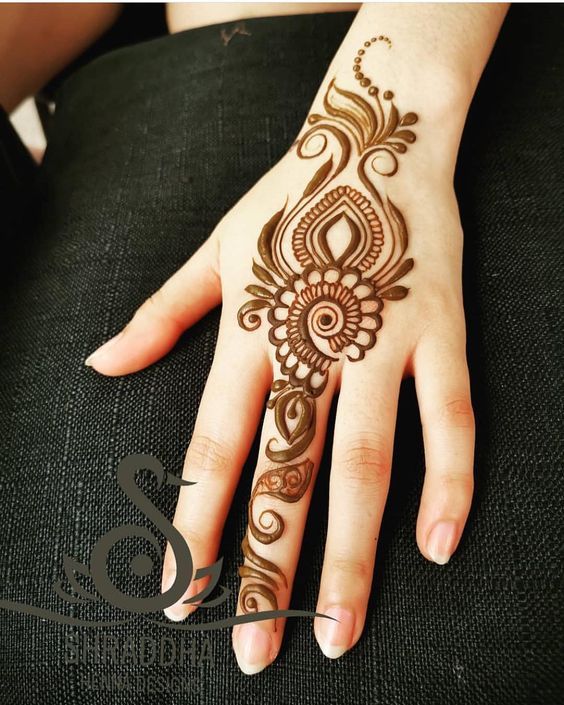 Backhand Hand Brown Henna Design | Henna designs hand, Mehndi .