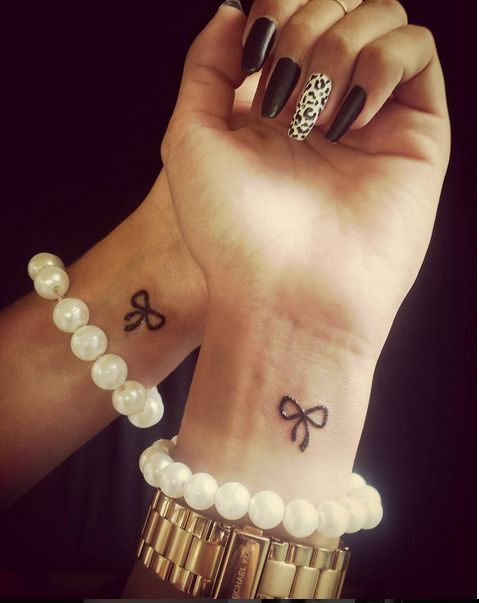 small bow tattoo: … | Small girly tattoos, Friend tattoos small .