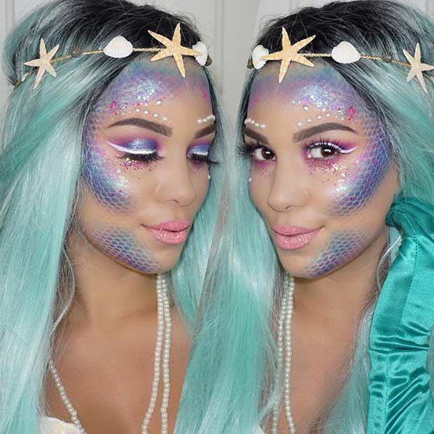 43 Pretty and Easy Halloween Makeup Looks | StayGlam | Mermaid .