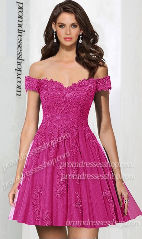 mesmerizing lace applique off the shoulder sweetheart a line short .
