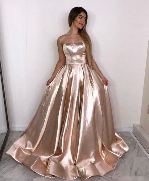 Simple satin long prom dress, formal dress from Dress idea .
