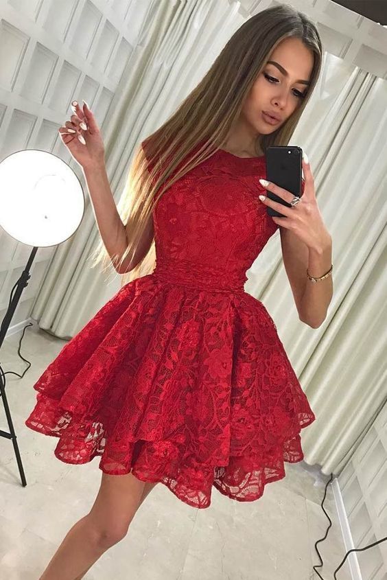 red lace short prom dress,Cheap Homecoming | Dress Sto