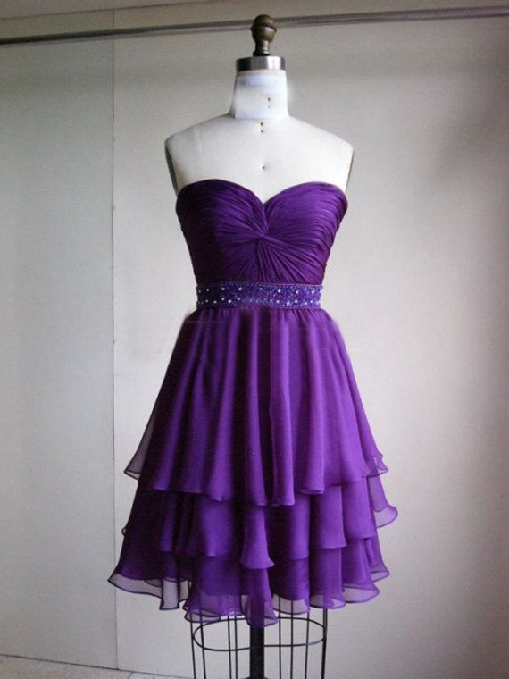 3 layer purple prom dress ,short prom dress praty dress 2014 .