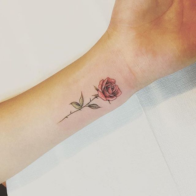 Red #rose by @tattooist_up · Seoul | Small rose tattoo, Rose .