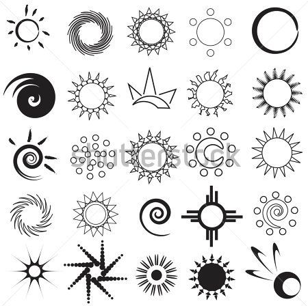 Set Of Abstract Sun Tattoo Designs | Sun tattoo designs, Sun .