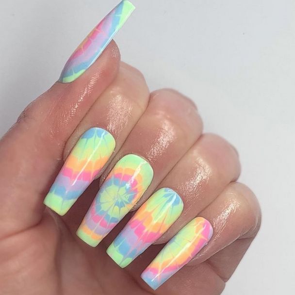 These rainbow tie-dye nail art looks are perfect for Pride Month .