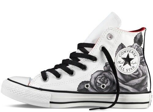 White And Black Rose Converse | Converse design, Converse .