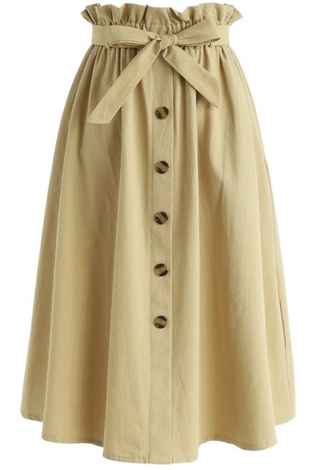 Tie Waist Button Down Skirt Light Mustard | Trendy skirts, Skirt .