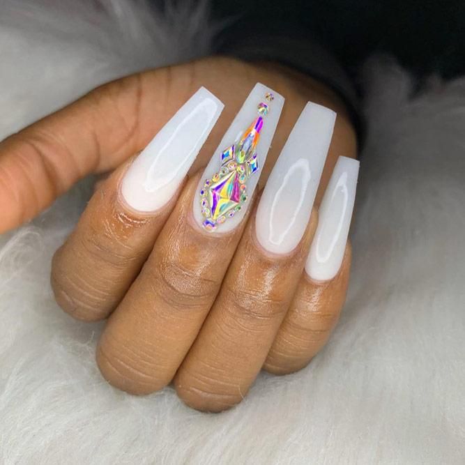 The Most Stylish Ideas For White Coffin Nails Design in 2020 .