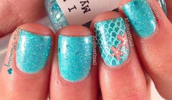 1. Coral and Teal Ombre Nails - wide 3