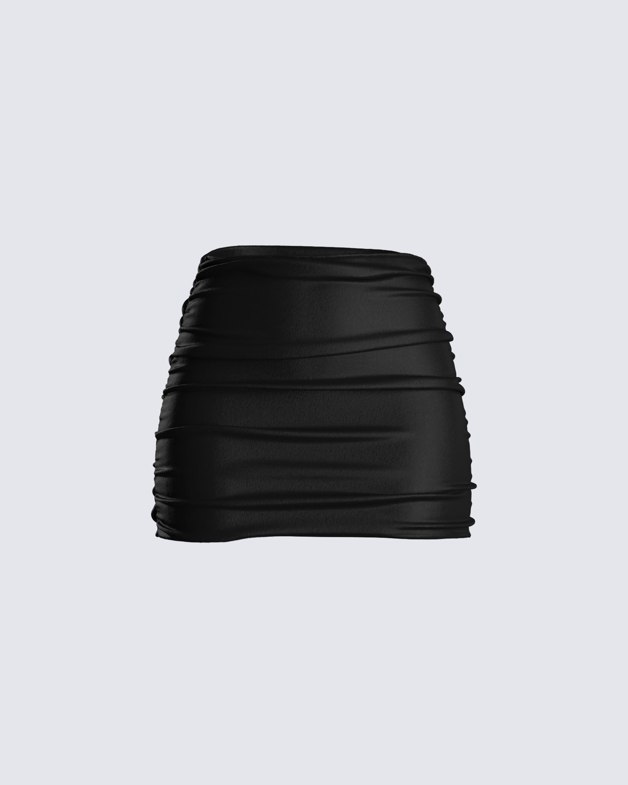 Elevate Your Wardrobe with the Narda Black Satin Mini Skirt from Finesse