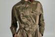 Silk taffeta shirt dress