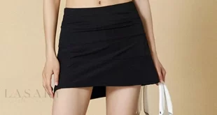 Lasaky - Yoga Skirt with Anti-Slip Design, Pocket, Tennis Skirt Sports Fitness Short Skirt - black, XL