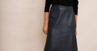 Remi Leather Skirt - Blue/Black