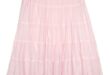 Baby Pink Crinkled Cotton Tiered Long Skirt-L/XL