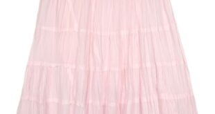 Baby Pink Crinkled Cotton Tiered Long Skirt-L/XL