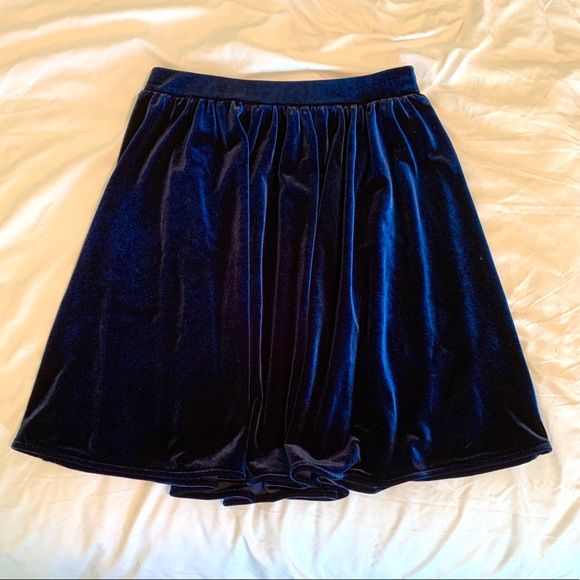 Embrace Luxe Elegance: American Apparel Blue Velvet Skater Skirt