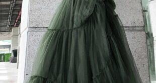 Italian Green asymmetrical design tulle Skirts Summer