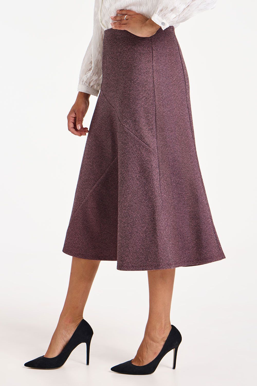 Timeless Elegance: The Herringbone Panelled Skirt from Bonmarché