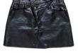 AGOLDE - Black Recycled Leather Blend Skirt w/ Asymmetrical Button Detail Sz 12 - 12 / Black