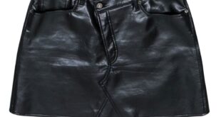 AGOLDE - Black Recycled Leather Blend Skirt w/ Asymmetrical Button Detail Sz 12 - 12 / Black