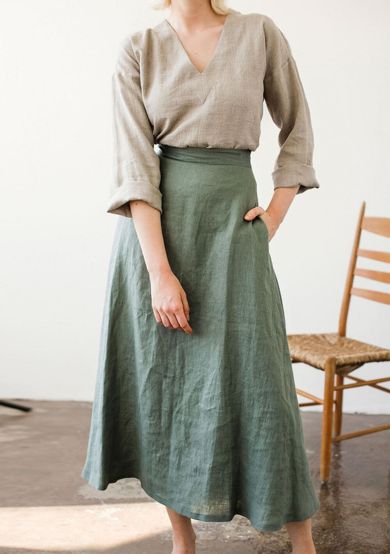 Discover Classic Elegance: The Ankle-Length Linen Skirt from Linen Handmade Studio