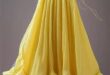 New Yellow Solid High Waist Chiffon Skirts Summer - S(Fit for EU 38-40, US 6-8, UK/AU 10-12, IT 42-44)