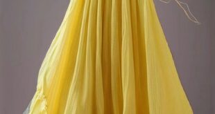 New Yellow Solid High Waist Chiffon Skirts Summer - S(Fit for EU 38-40, US 6-8, UK/AU 10-12, IT 42-44)