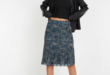 Latrix Mesh Midi Skirt in Tonal Blue Paisley